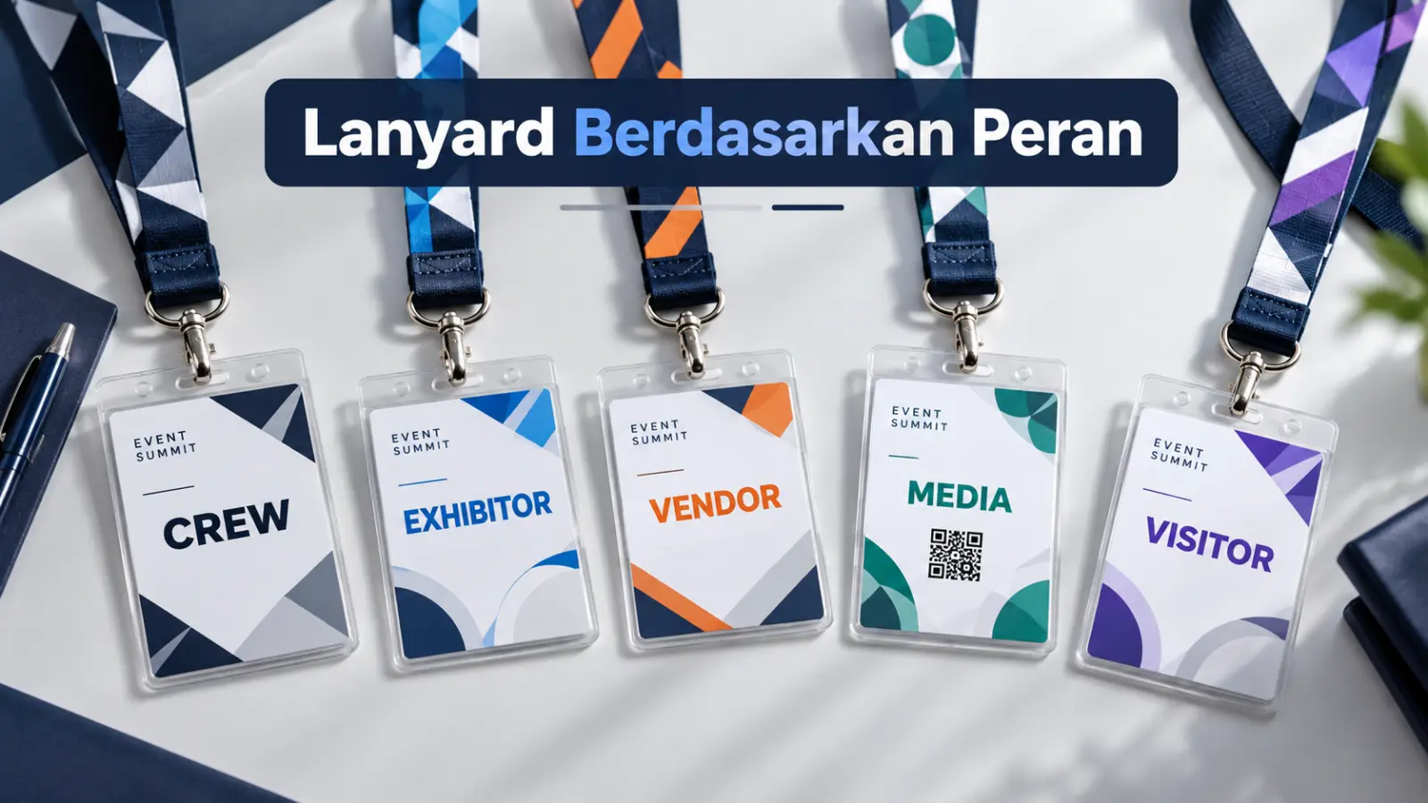 Desain Lanyard Pameran Berdasarkan Peran: Crew, Exhibitor, Vendor, Media, dan Visitor